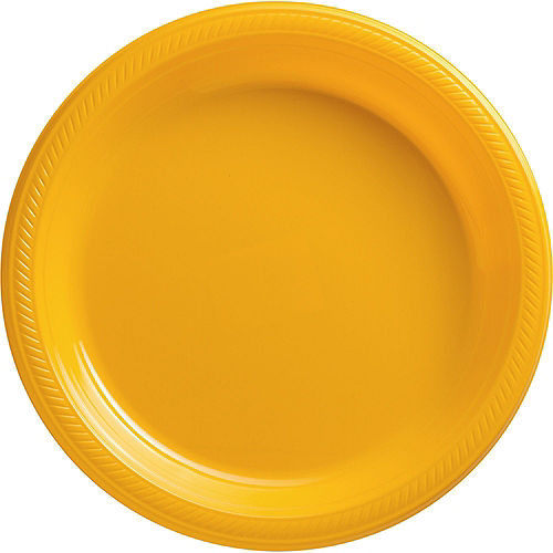 Sunshine Yellow Plastic Tableware Kit for 50 Guests Image #3