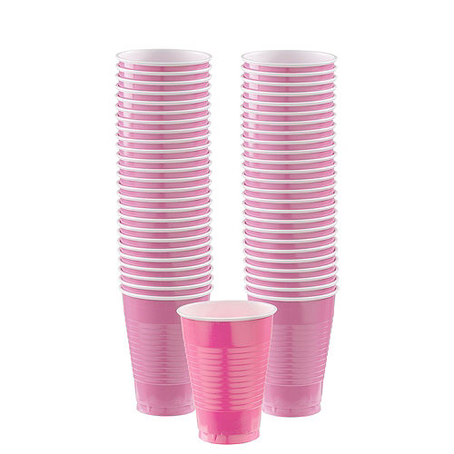 Bright Pink Plastic Tableware Kit for 50 Guests Image #5