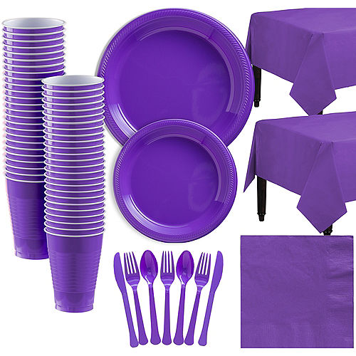 Nav Item for Purple Plastic Tableware Kit for 50 Guests Image #1