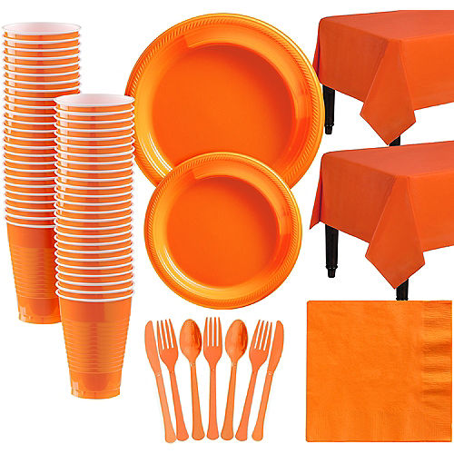 Nav Item for Orange Plastic Tableware Kit for 50 Guests Image #1