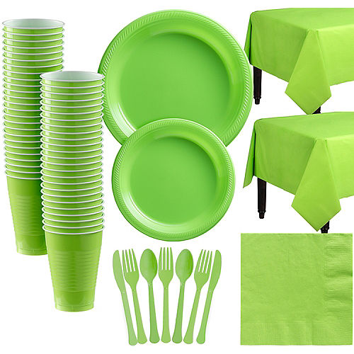 Nav Item for Kiwi Green Plastic Tableware Kit for 50 Guests Image #1