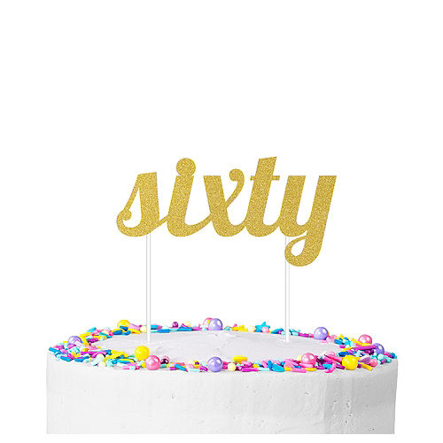 Nav Item for Gold Glitter Sixty Cake Topper Image #1