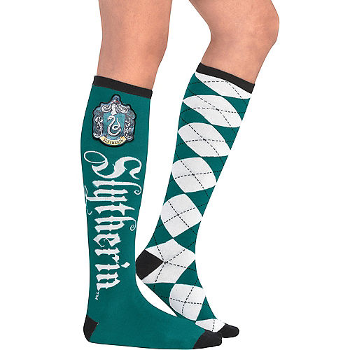 Nav Item for Adult Mismatched Slytherin Knee-High Socks - Harry Potter Image #1
