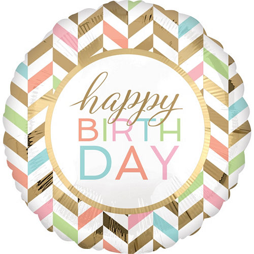 Nav Item for Gold & Pastel Happy Birthday Balloon Image #1