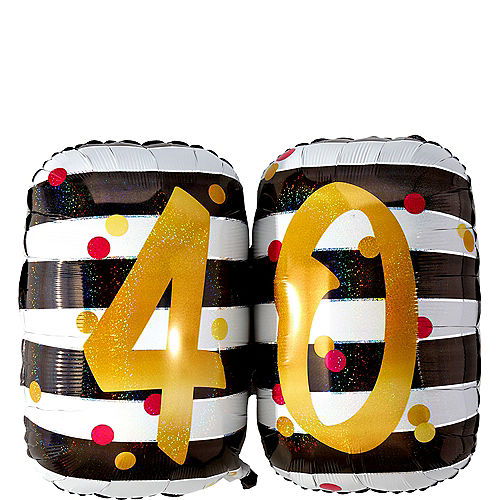 Nav Item for Giant Prismatic Pink & Gold 40th Birthday Balloon 36in x 23 1/2in Image #1