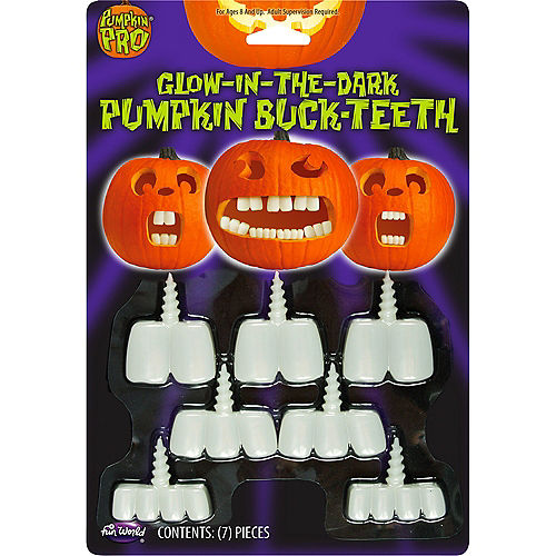 Nav Item for Glow-In-The-Dark Pumpkin Buck Teeth 7pc Image #1