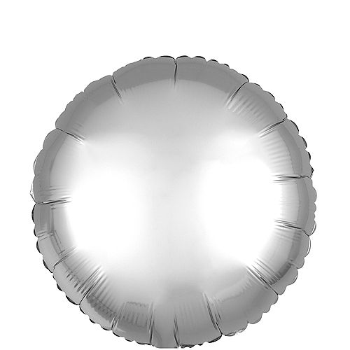 Silver Satin Round Balloon, 17in Image #1