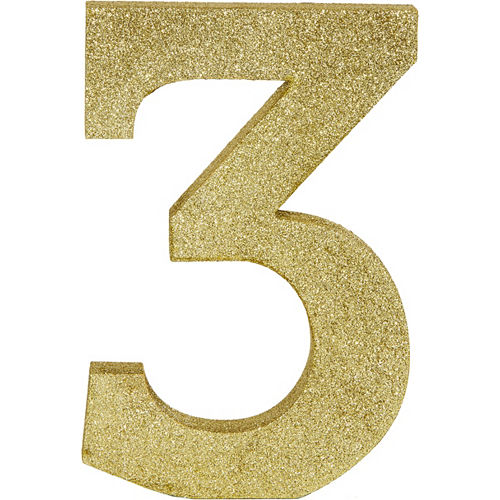 5 Unique Events Birthday Celebration Numeral #5 Gold Glitter Candle 3 Party Supplies,Gold