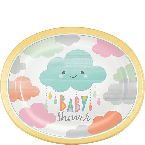 Happy Clouds Baby Shower Oval Plates 8ct Image #1