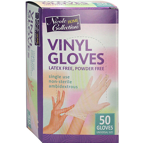 Nav Item for Nicole Home Collection Powder-Free & Latex-Free Vinyl Gloves, 50ct Image #1