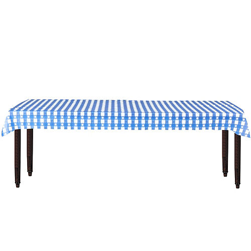 Blue Gingham Plastic Table Cover Roll Image #2