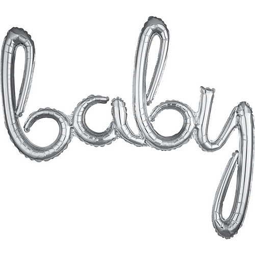 Nav Item for Air-Filled Silver Baby Cursive Letter Balloon Banner, 33in Image #1