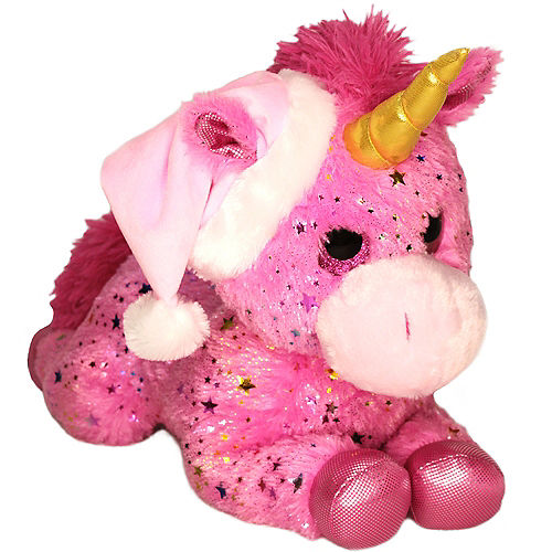 Pink Santa Unicorn Plush Image #1