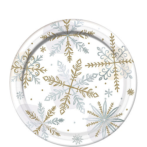 Metallic Sparkling Snowflake Dessert Plates 8ct Image #1