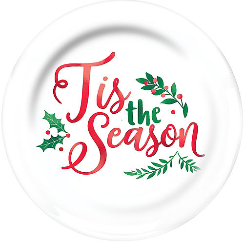 Nav Item for Christmas Holly Premium Plastic Dinner Plates 10ct Image #1