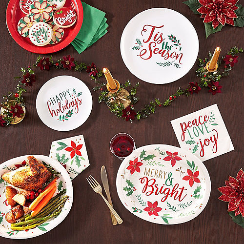 Christmas Holly Premium Plastic Dinner Plates 10ct Image #2