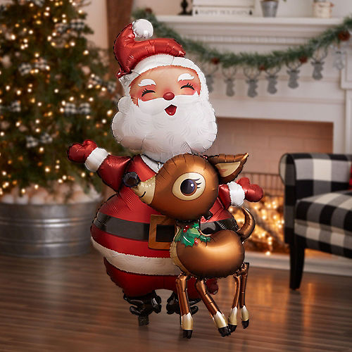 Nav Item for Giant Santa & Reindeer Balloon, 31in Image #2