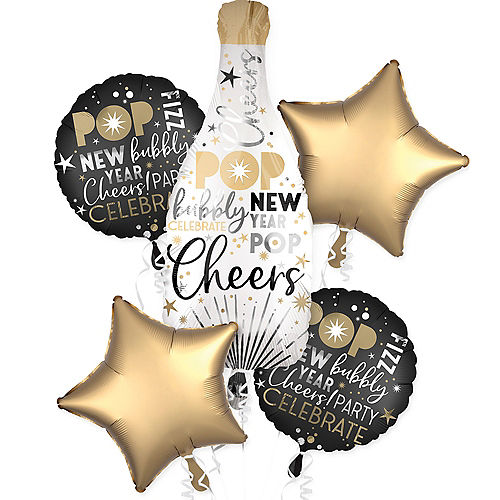 Champagne Bottle New Year's Eve Balloon Bouquet 5pc Image #1