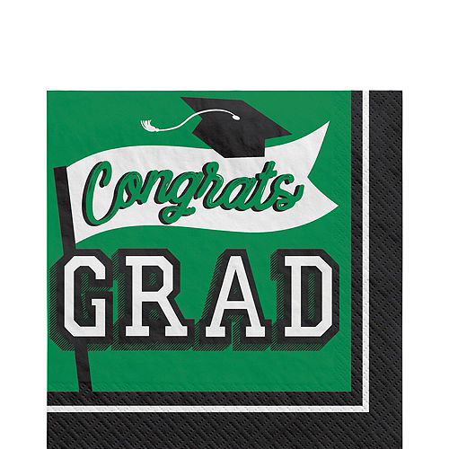 Congrats Grad Green Graduation Tableware Kit for 18 Guests Image #5