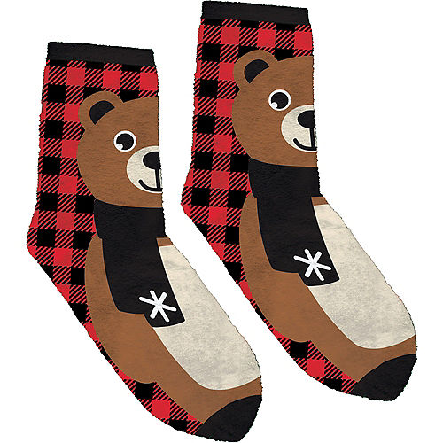 Nav Item for Adult Fuzzy Bear Christmas Socks Image #1