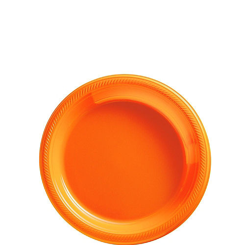 Royal Blue & Orange Plastic Tableware Kit for 50 Guests Image #2