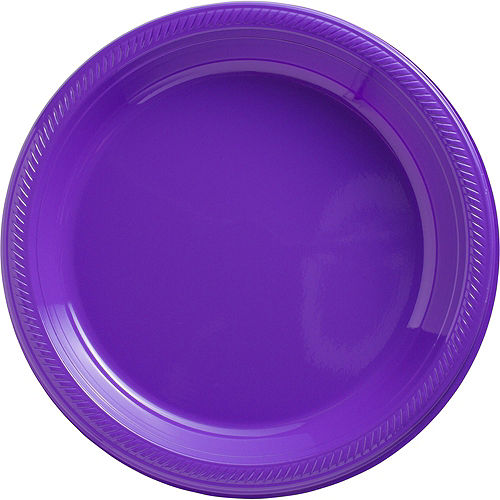 Purple & Sunshine Yellow Plastic Tableware Kit for 50 Guests Image #3