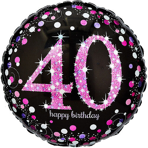 40th Birthday Balloon 18in - Pink Sparkling Celebration, 18in Image #1