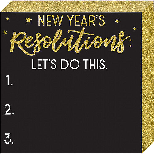 Glitter Gold New Year's Resolutions Chalkboard Sign Image #1