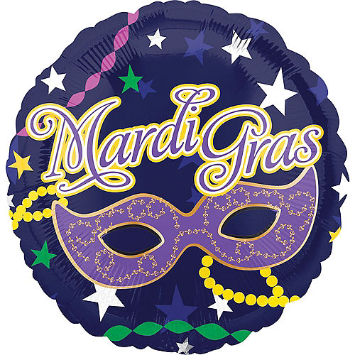 Masquerade Mask Mardi Gras Balloon, 17in Image #1