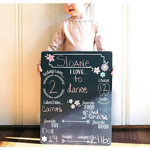Baby Girl Milestones Chalkboard Sign Image #1