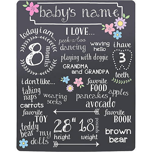 Nav Item for Baby Girl Milestones Chalkboard Sign Image #2