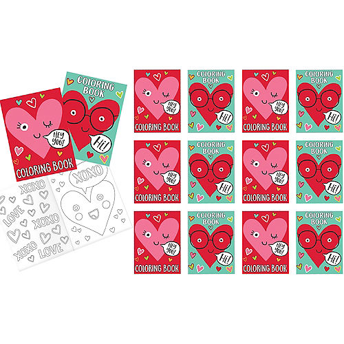 Heart Face Valentine Coloring Books Exchange Cards 12ct Image #1