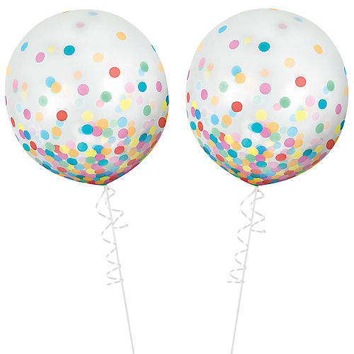 Round Multicolored Confetti Balloons 2ct, 24in Image #2