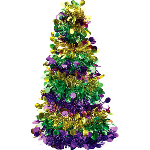 Nav Item for Mini 3D Gold, Green & Purple Tinsel Tree Image #1