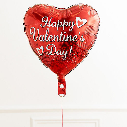 Nav Item for 17in Happy Valentine's Day Red Heart Balloon with Ribbon Image #2