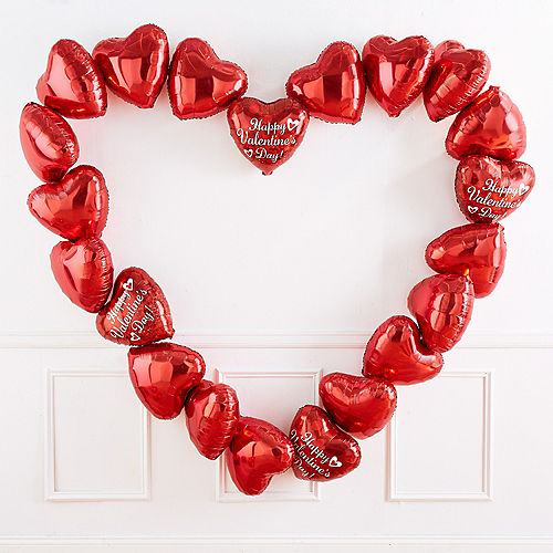 17in Happy Valentine's Day Red Heart Balloon with Ribbon Image #3
