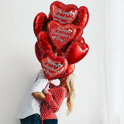 Nav Item for 17in Happy Valentine's Day Red Heart Balloon with Ribbon Image #4