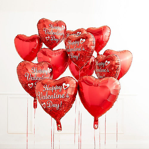 Nav Item for 17in Happy Valentine's Day Red Heart Balloon with Ribbon Image #5