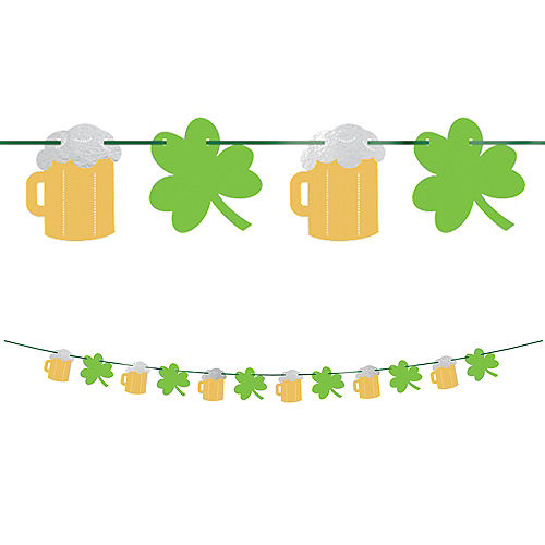 Metallic St. Patrick's Day Beer and Shamrocks Banner Image #1