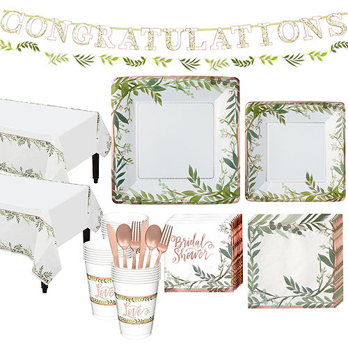 Nav Item for Metallic Floral Greenery Bridal Shower Party Kit for 32 Guests Image #1
