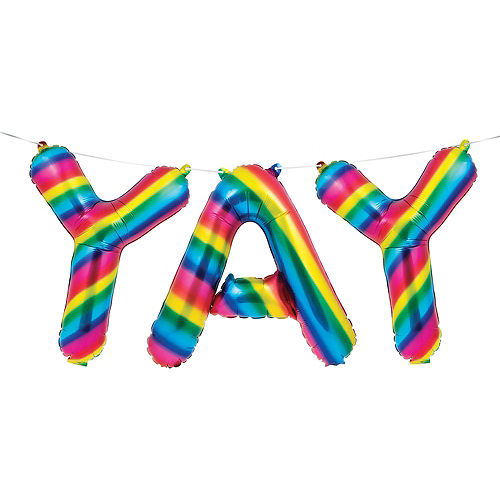 Nav Item for Air-Filled Metallic Rainbow Yay Balloon Banner Image #1