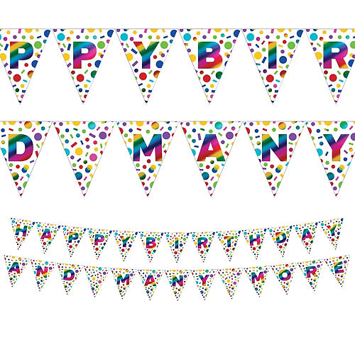 Metallic Rainbow Happy Birthday Pennant Banner Image #1
