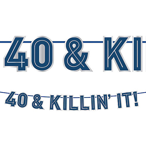 40 & Killin' It! Milestone Birthday Cardstock Letter Banner, 12ft - Happy Birthday Classic Image #1