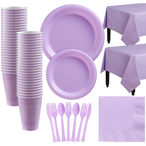 Nav Item for Lavender Plastic Tableware Kit for 50 Guests Image #1