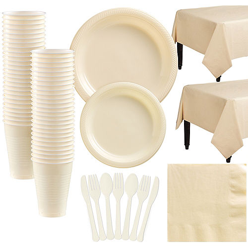 Nav Item for Vanilla Plastic Tableware Kit for 50 Guests Image #1