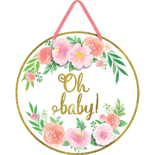 Glitter Floral Oh Baby Sign Image #1