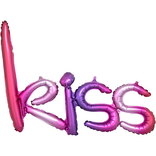 Air-Filled Pink & Purple Gradient Kiss Cursive Letter Balloon Banner Image #1