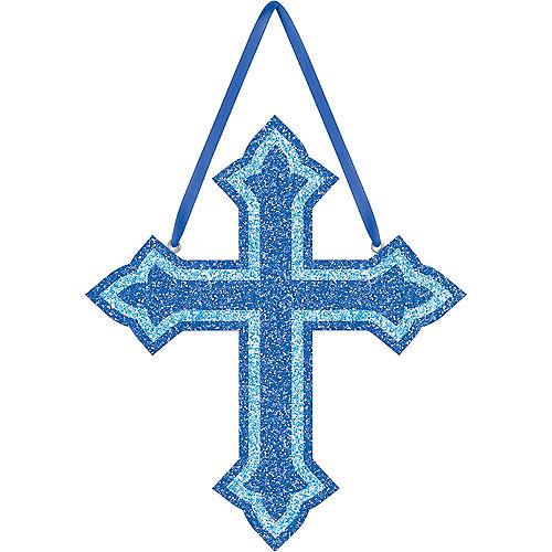 Glitter Blue Cross Sign Image #1