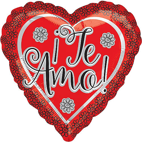 Red Te Amo Heart Balloon, 17in Image #1