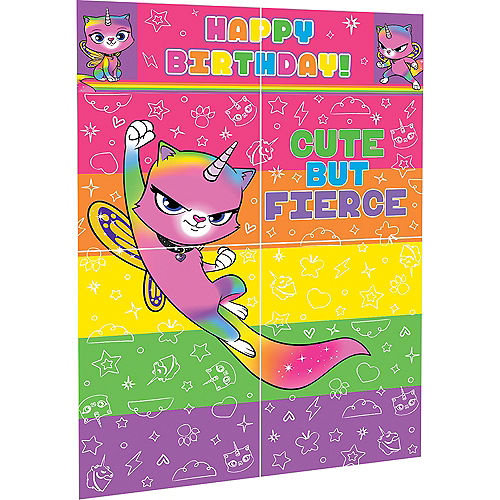 Rainbow Butterfly Unicorn Kitty Scene Setter with Photo Booth Props Image #2